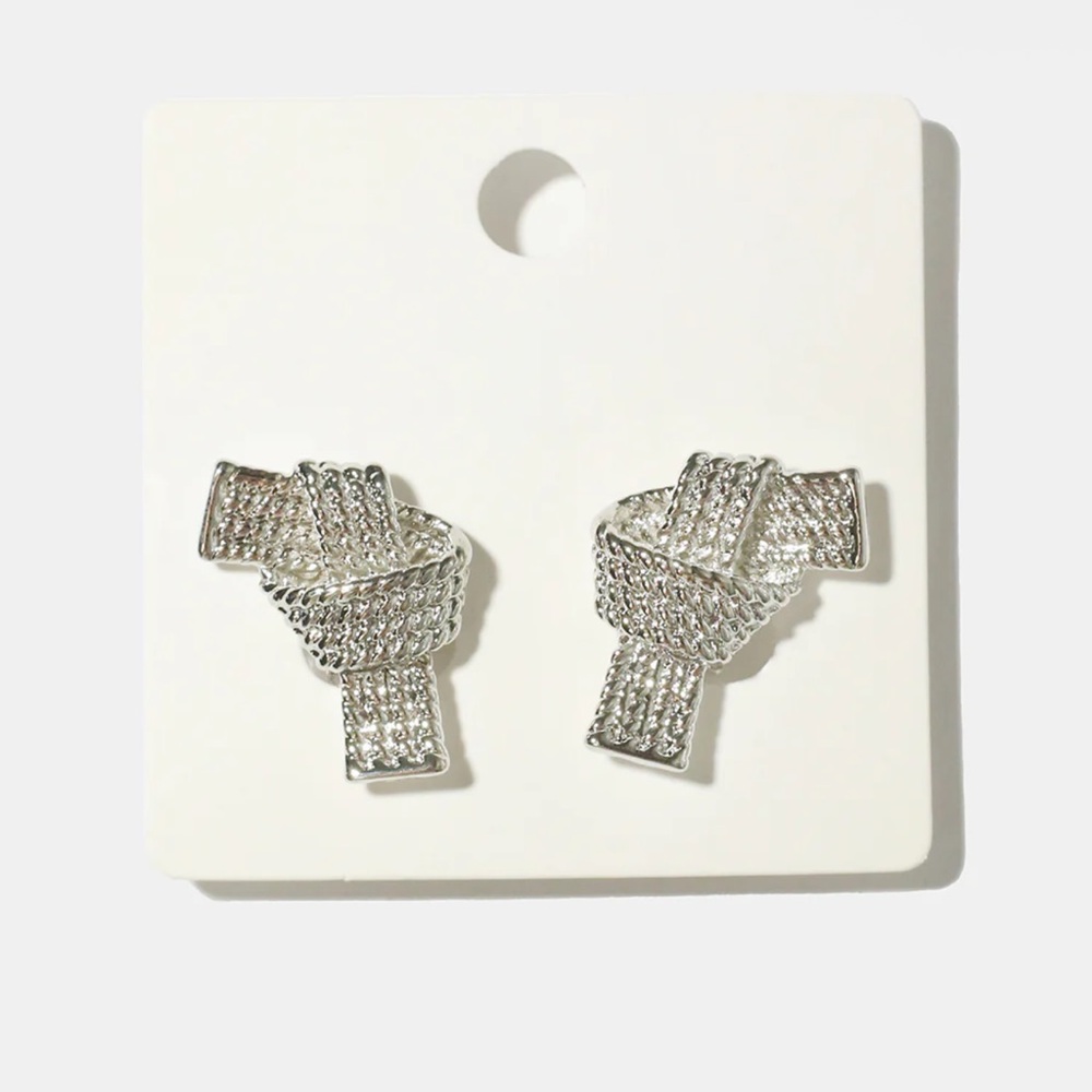 Silver Knot Clip On Earrings